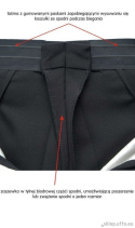 rozwiązanie stosowane w wewnętrznej tylnej cześci biodrowej spodni